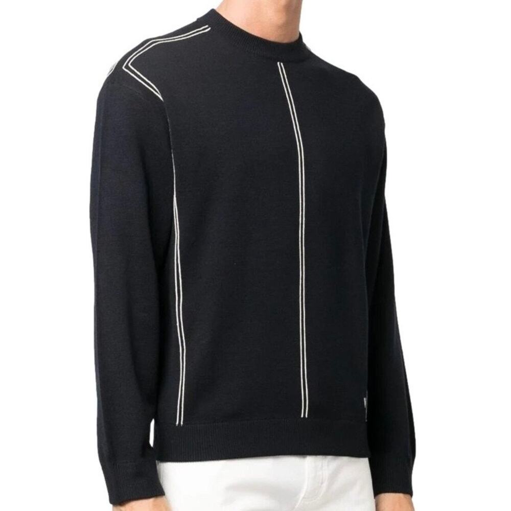 Murano Modern Performance Black White Contrast Knit Crewneck Sweater Size XXL